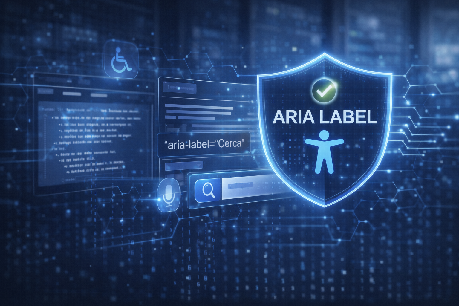ARIA Label accessibility — shield with accessibility icon
