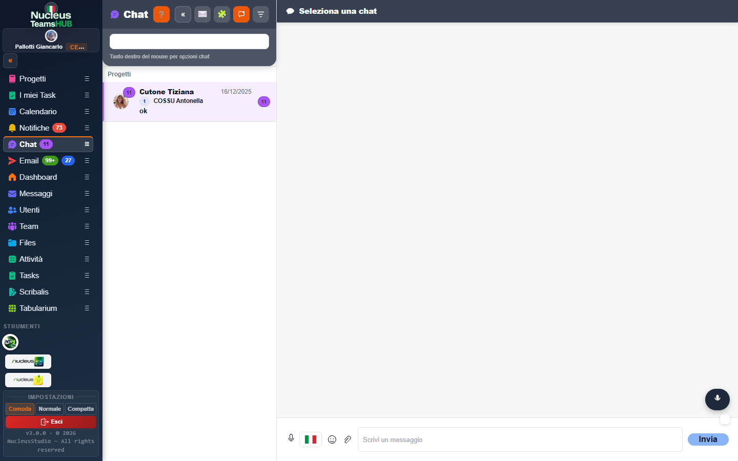 NucleusTeamsHUB Chat — messaggistica real-time